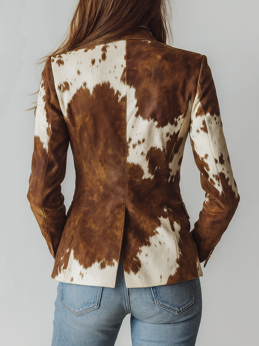 Agathe | Blazer Vintage Stampa Mucca Eco-Sostenibile