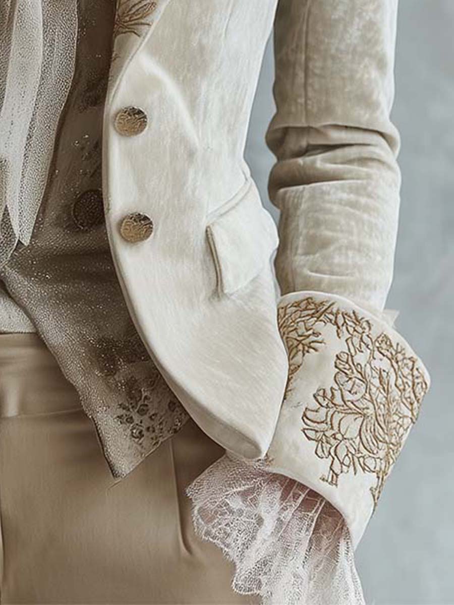 Constance | Blazer Sartoriale Ricamato Avorio