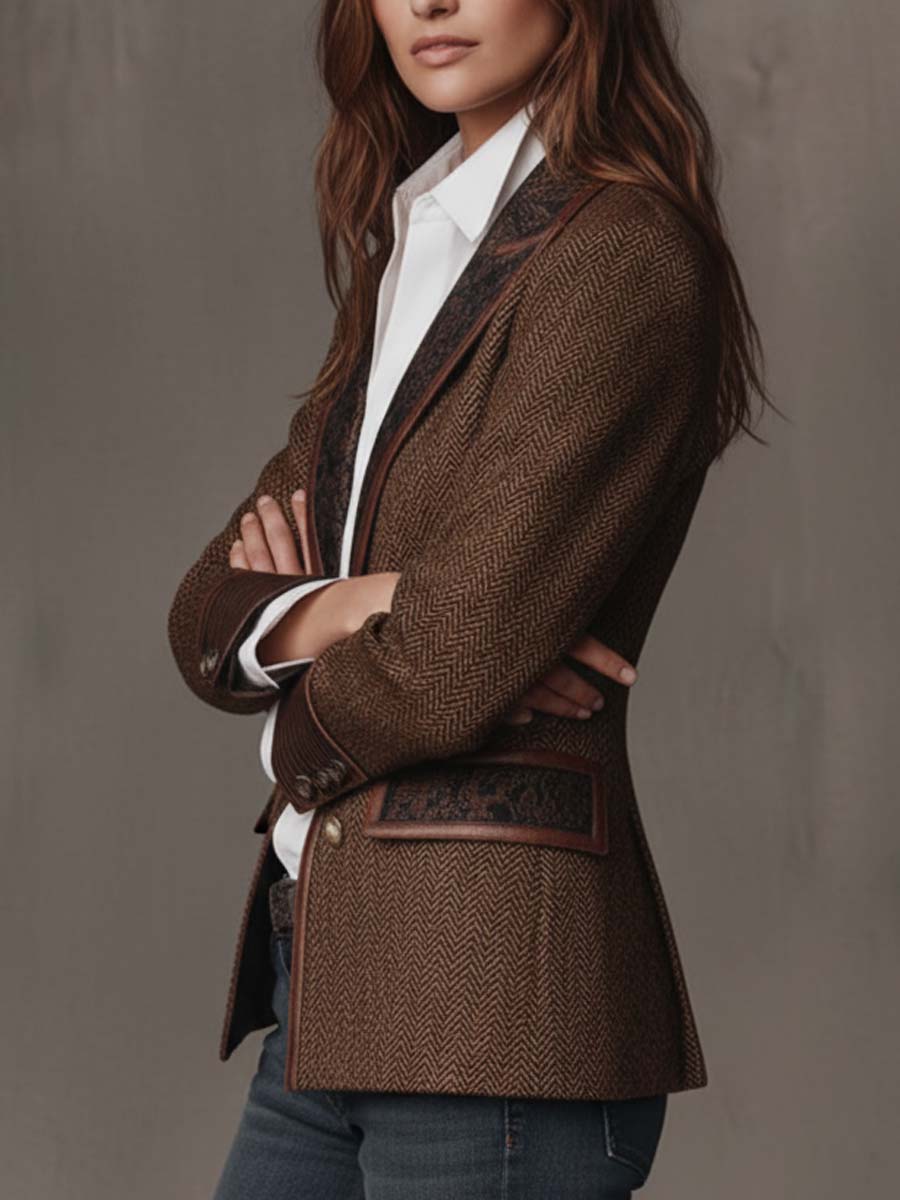 Gisèle | Blazer con Inserti Stampa Chevron