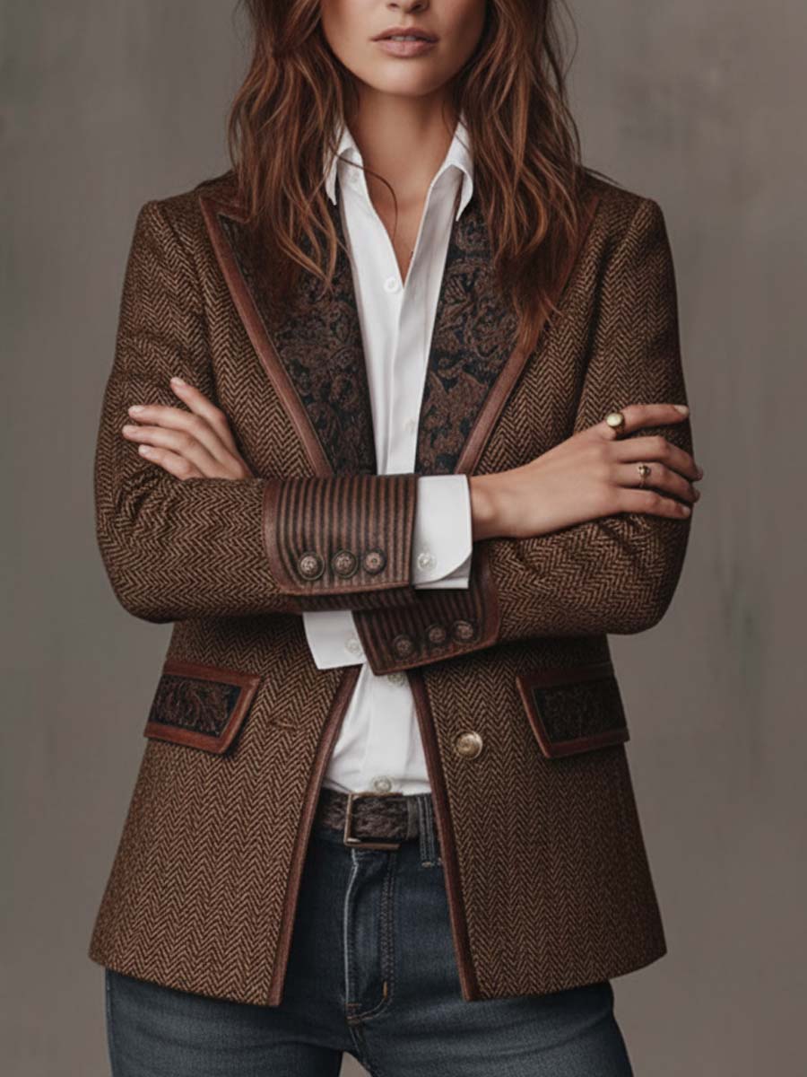 Gisèle | Blazer con Inserti Stampa Chevron