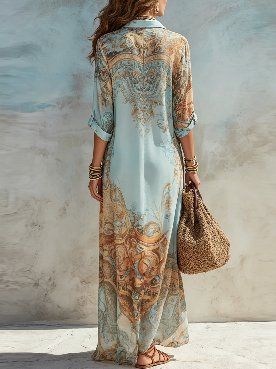 Melina | Abito Maxi Floreale Blu