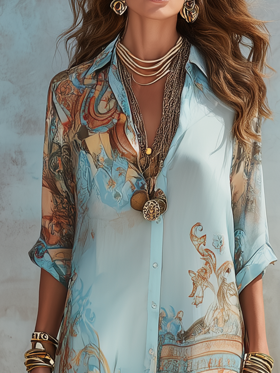 Melina | Abito Maxi Floreale Blu