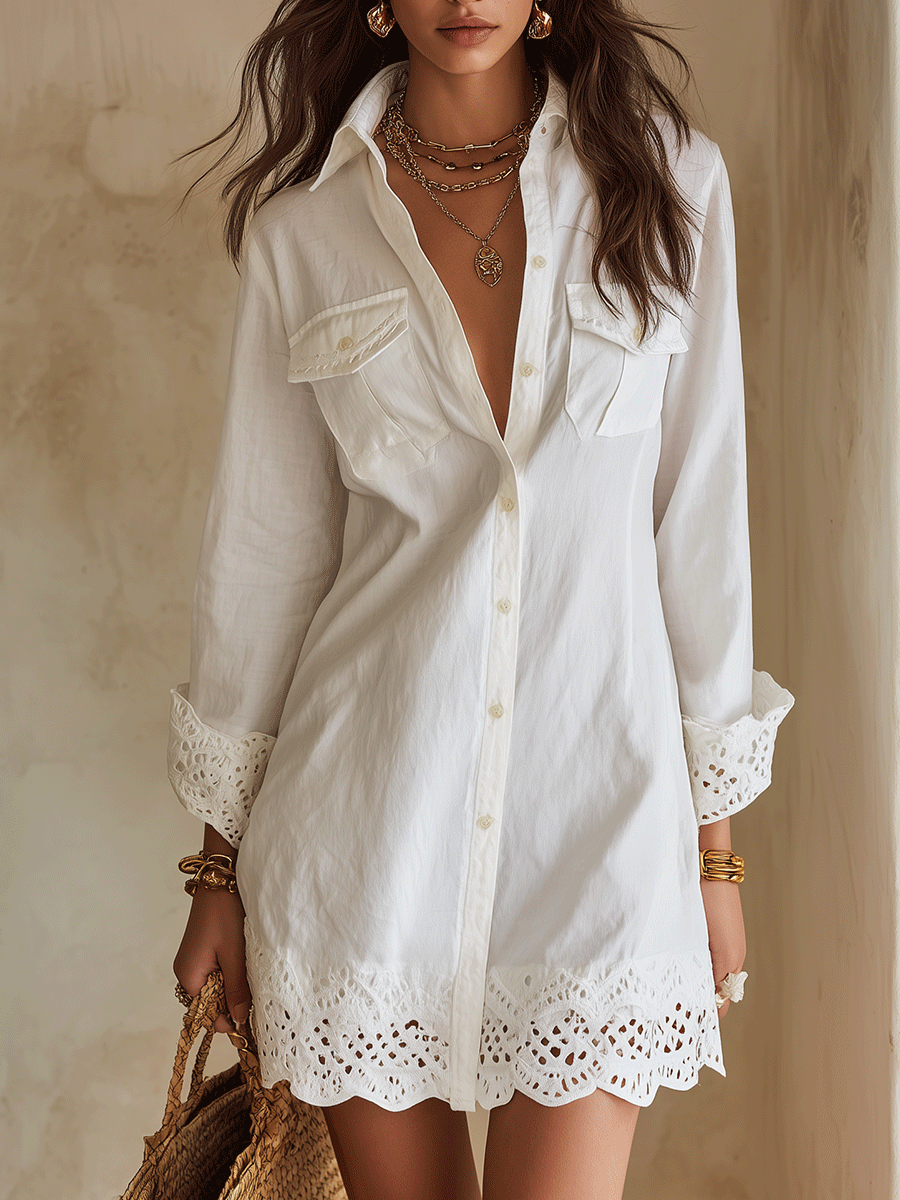 Ismene | Abito Mini Camicia Bianco