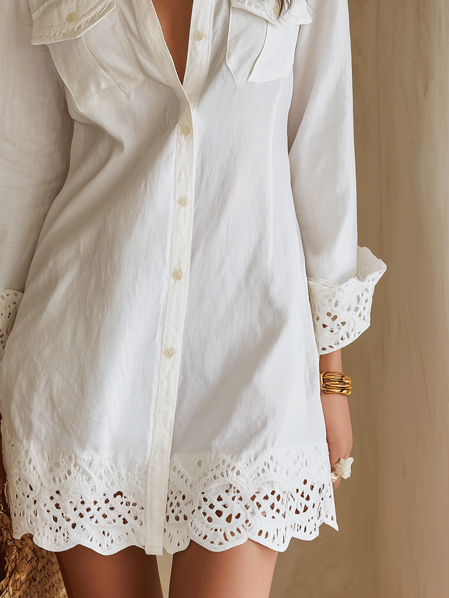 Ismene | Abito Mini Camicia Bianco