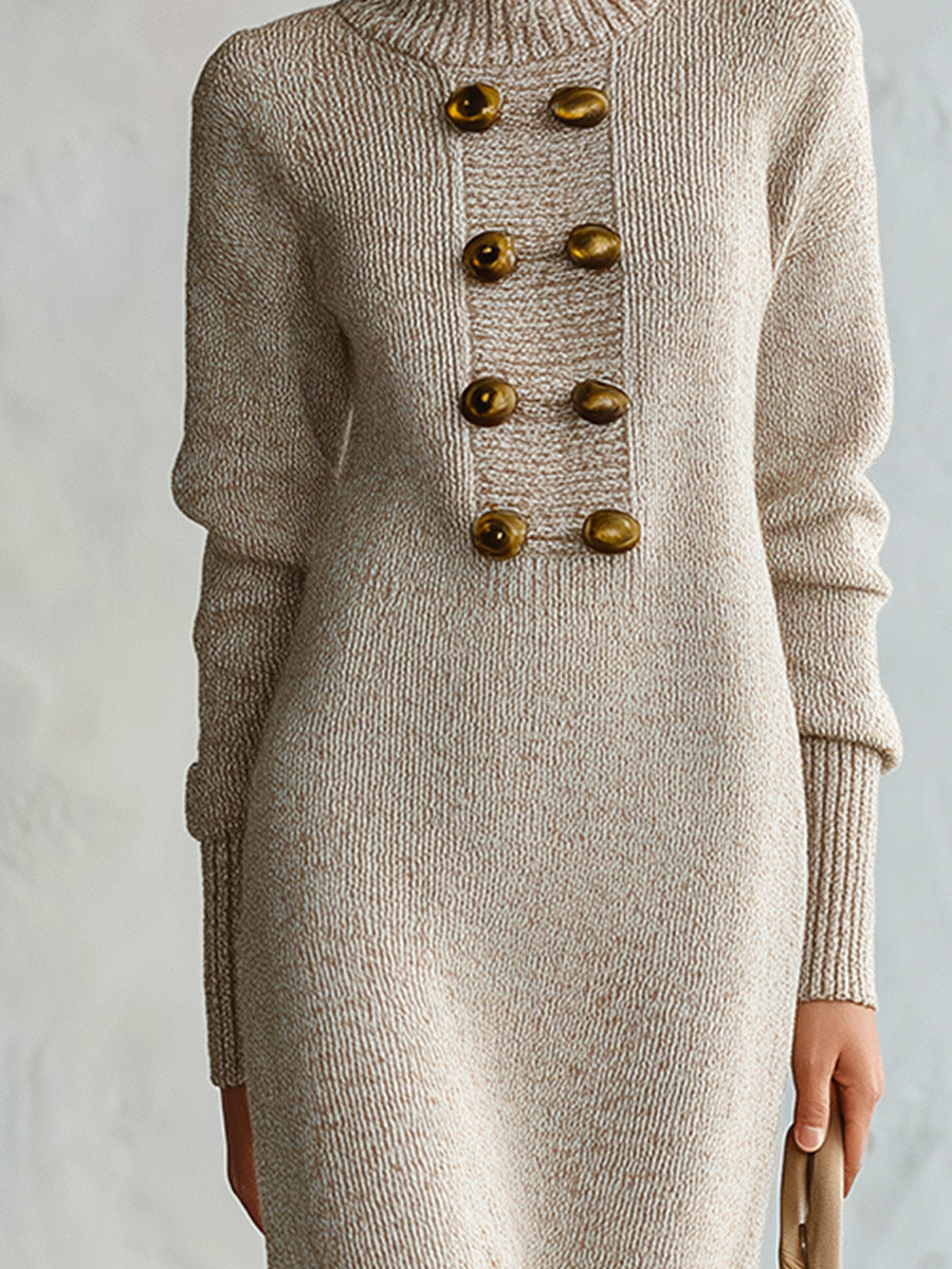 Floriana | Vestito Midi in Maglia con Bottoni