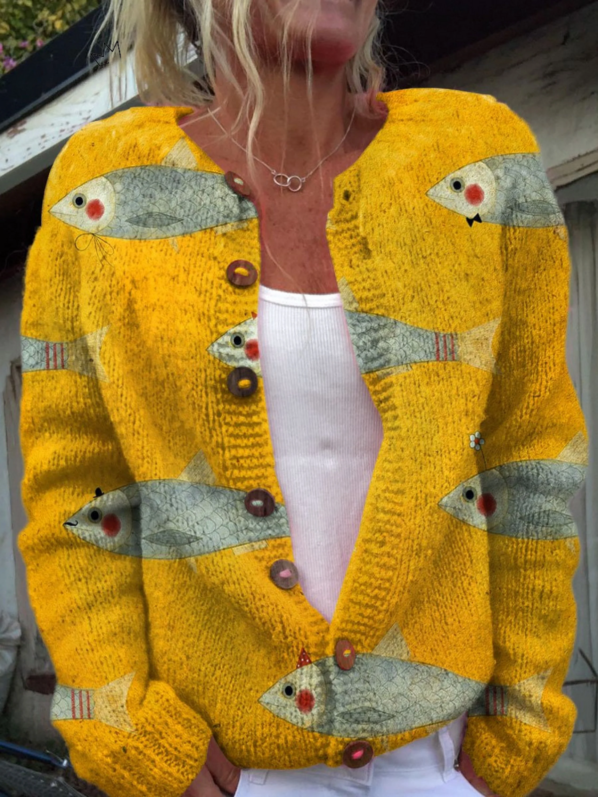 Anouk | Cardigan con Stampa Pesci