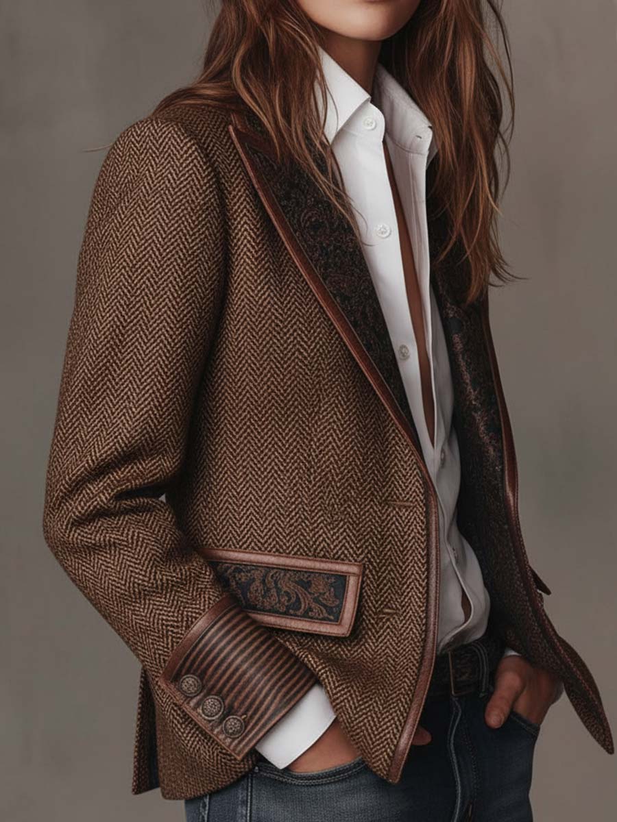 Gisèle | Blazer con Inserti Stampa Chevron