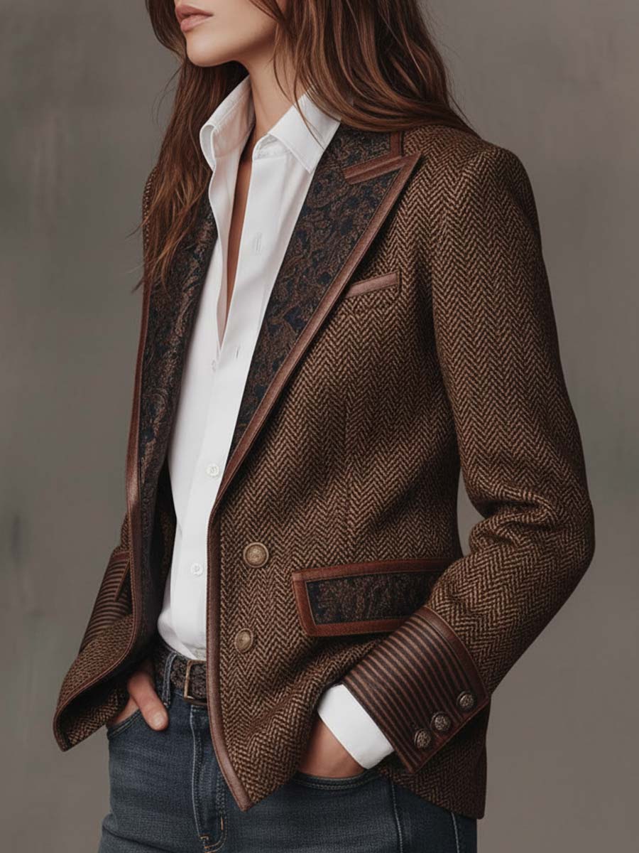 Gisèle | Blazer con Inserti Stampa Chevron