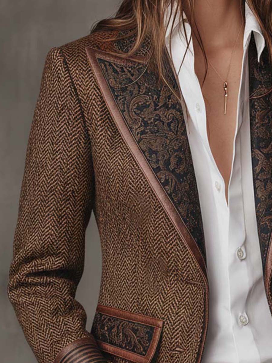 Gisèle | Blazer con Inserti Stampa Chevron