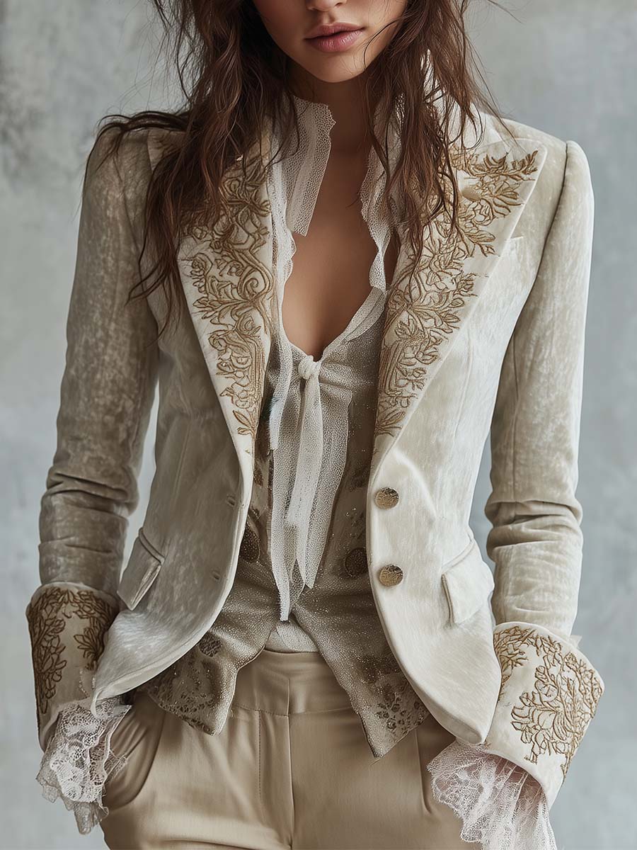 Constance | Blazer Sartoriale Ricamato Avorio