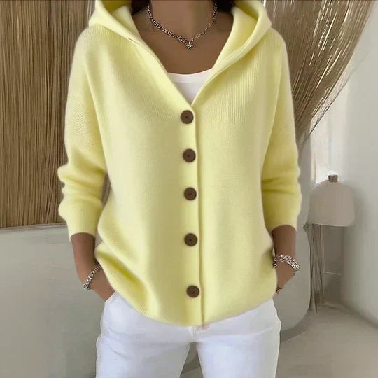 Sylvie™ | Cardigan lavorato a maglia con cappuccio e bottoni