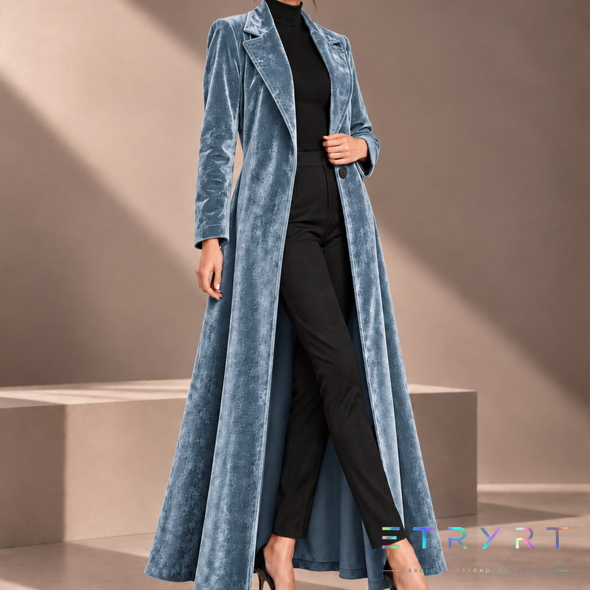 Beatrice | Cappotto Lungo Aperto in Velluto