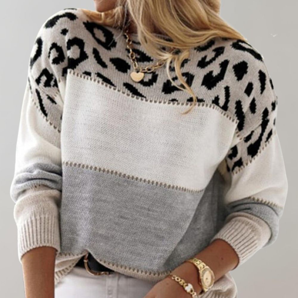Diane | Maglione in Maglia con Dettaglio Leopardato