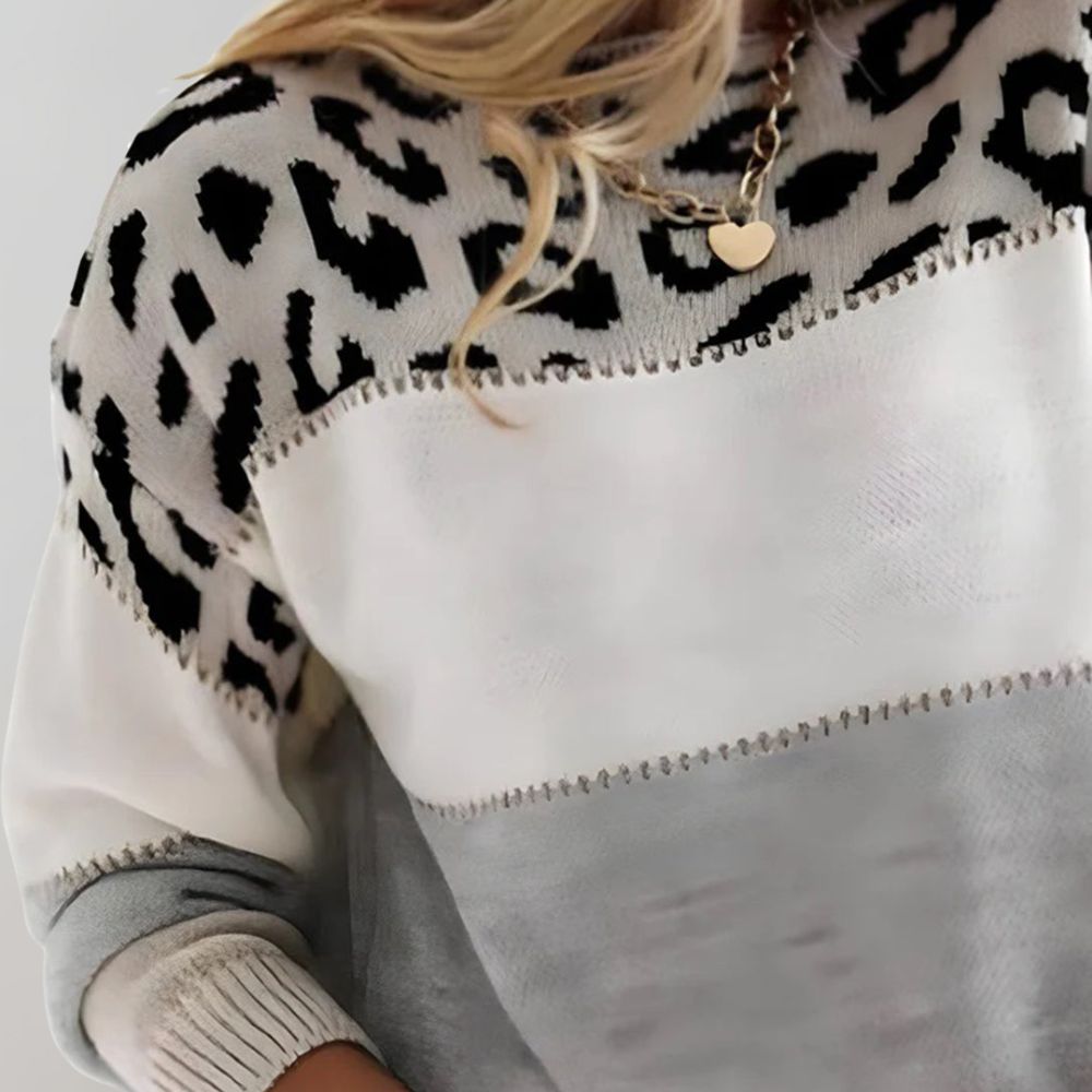 Diane | Maglione in Maglia con Dettaglio Leopardato