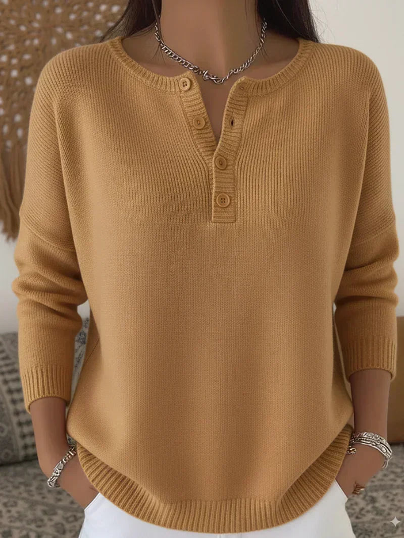 Helena™ | Maglione a maglia con bottoni Henley