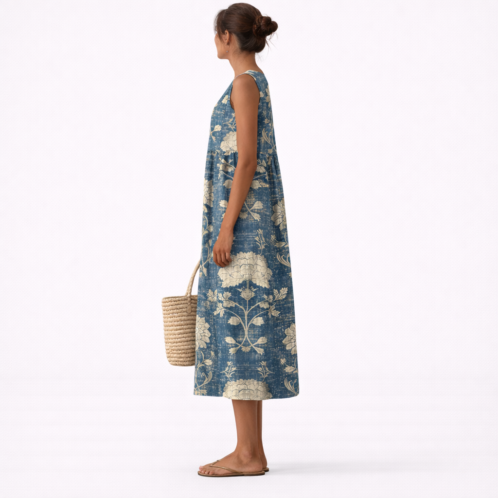 Abito midi classica Aurora con stampa floreale