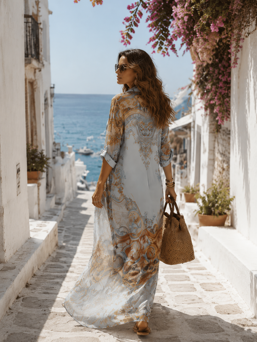 Melina | Abito Maxi Floreale Blu