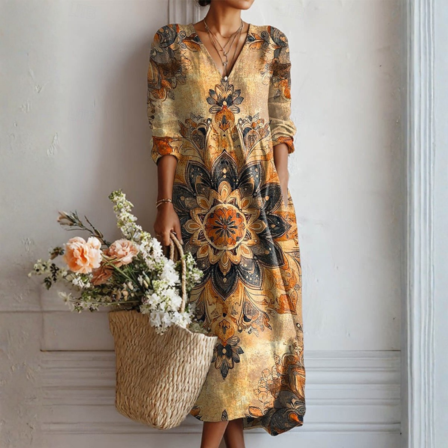 Abito Dora con stampa floreale ed eleganza naturale