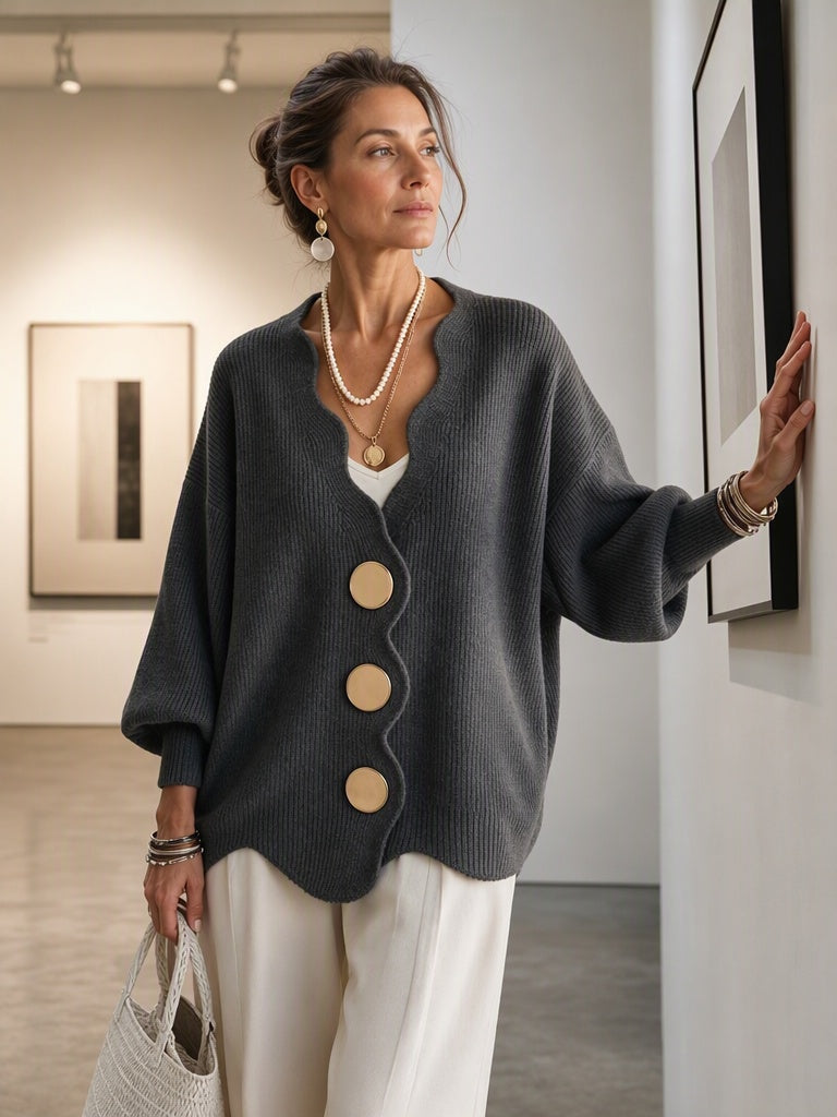 Elvira | Cardigan in Maglia con Bottoni e Scollo a V