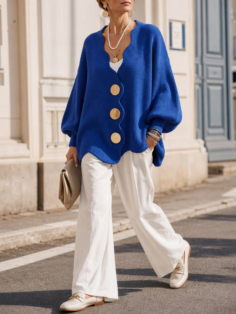 Elvira | Cardigan in Maglia con Bottoni e Scollo a V