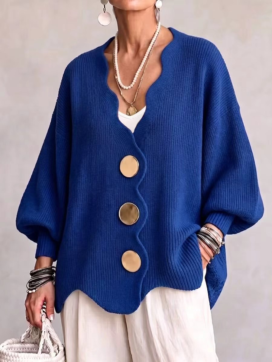 Elvira | Cardigan in Maglia con Bottoni e Scollo a V