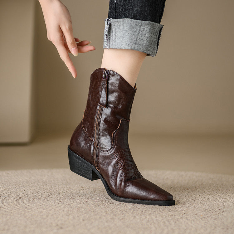 Greta | Stivali in Vera Pelle Stile Western
