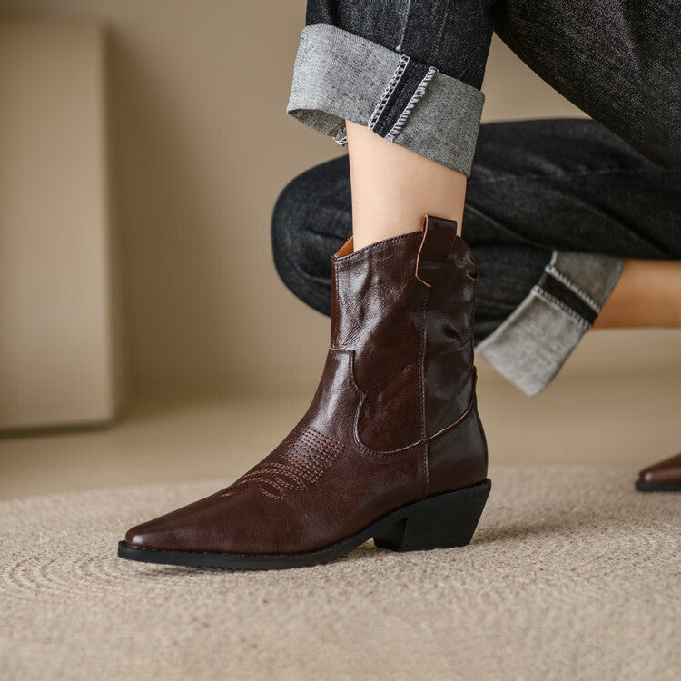 Greta | Stivali in Vera Pelle Stile Western