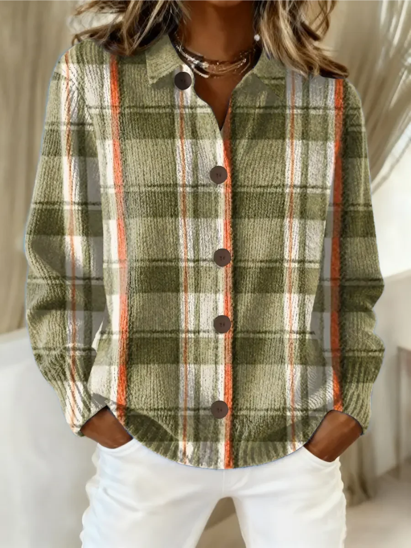 Cardigan a Quadri Verde Oliva