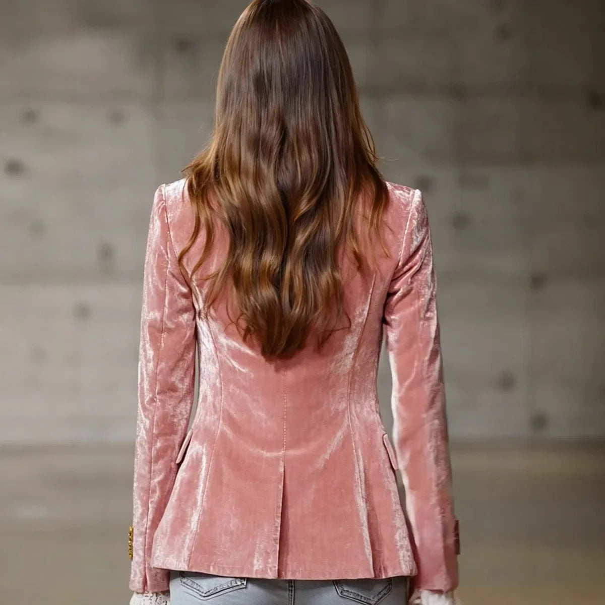 Honoria | Blazer in Velluto con Bordo in Pizzo