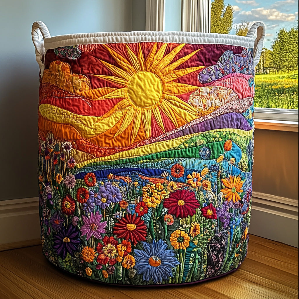 Fiori e Sole | Cesto Portaoggetti Trapuntato