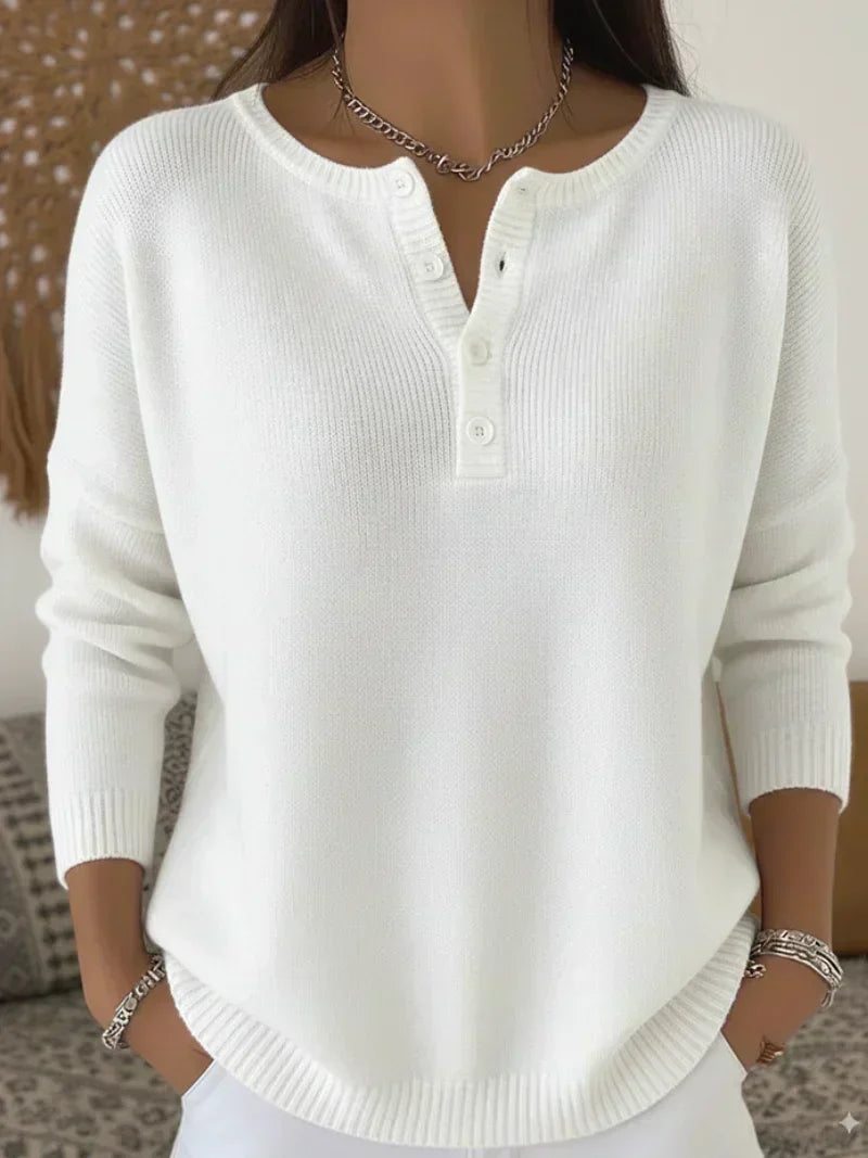 Helena™ | Maglione a maglia con bottoni Henley