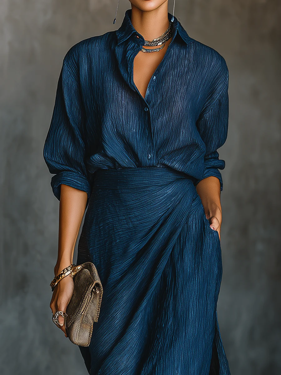 Céleste | Completo Elegante con Camicia e Gonna Lunga