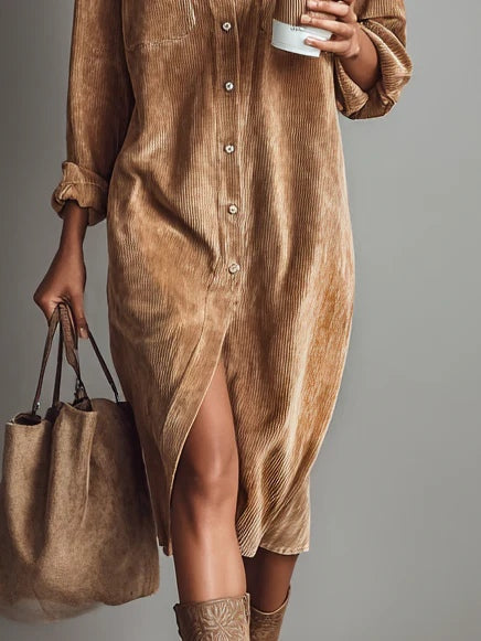 Benedetta | Vestito Midi in Velluto con Bottoni