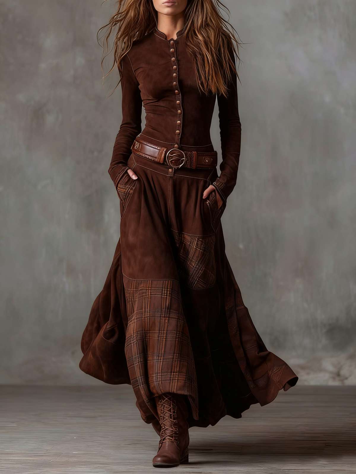 Livia – Maxi Abito in Scamosciato con Cintura