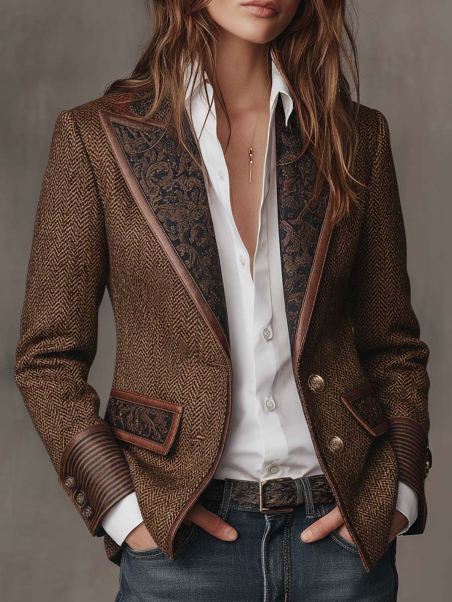 Gisèle | Blazer con Inserti Stampa Chevron