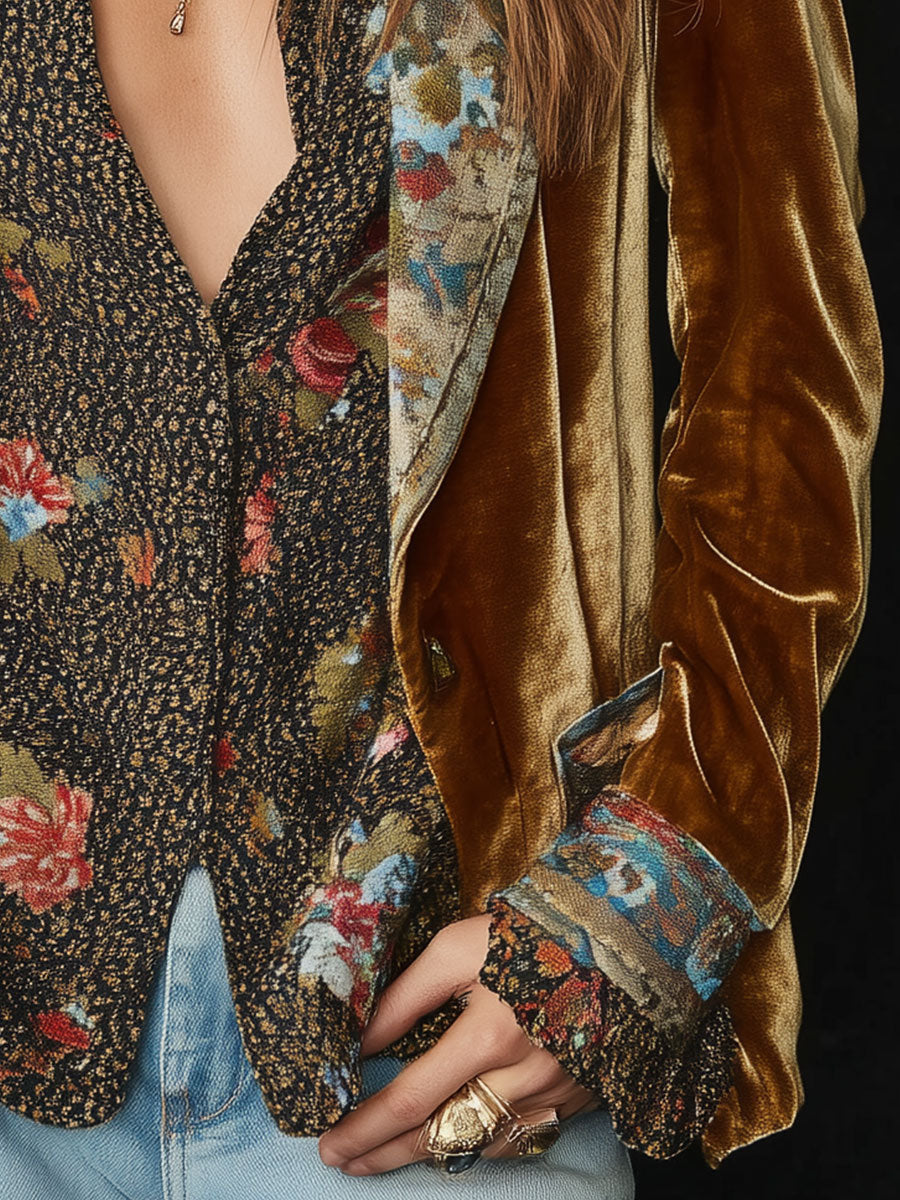 Marcelline | Blazer Patchwork Stampa Floreale Vintage