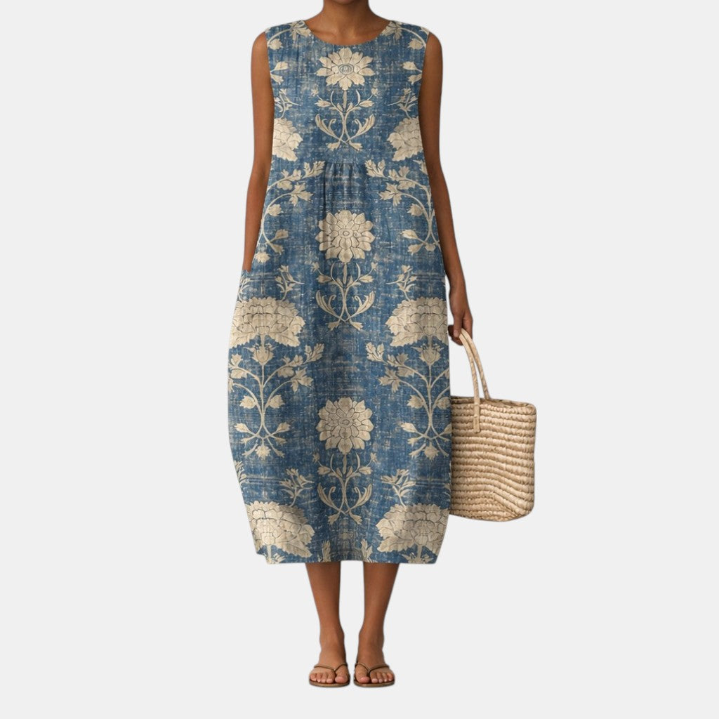 Abito midi classica Aurora con stampa floreale
