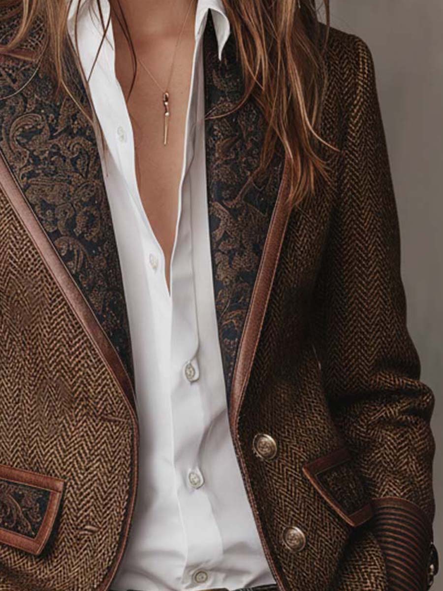 Gisèle | Blazer con Inserti Stampa Chevron