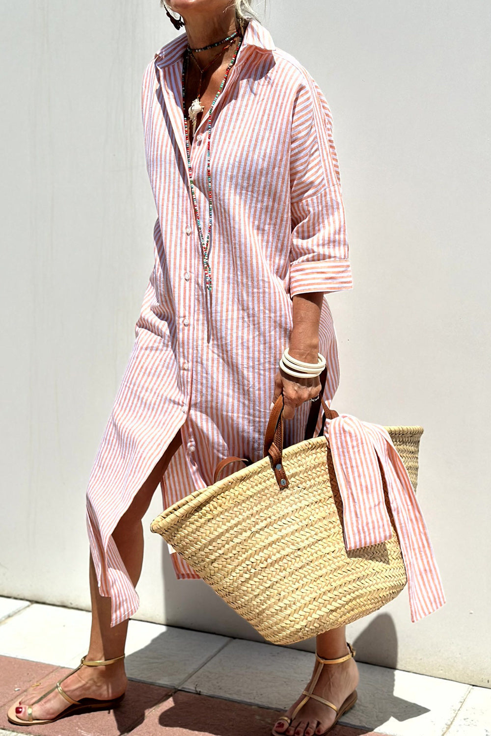 Sofia | Abito Camicia a Righe Senza Tempo con Comfort Elegante