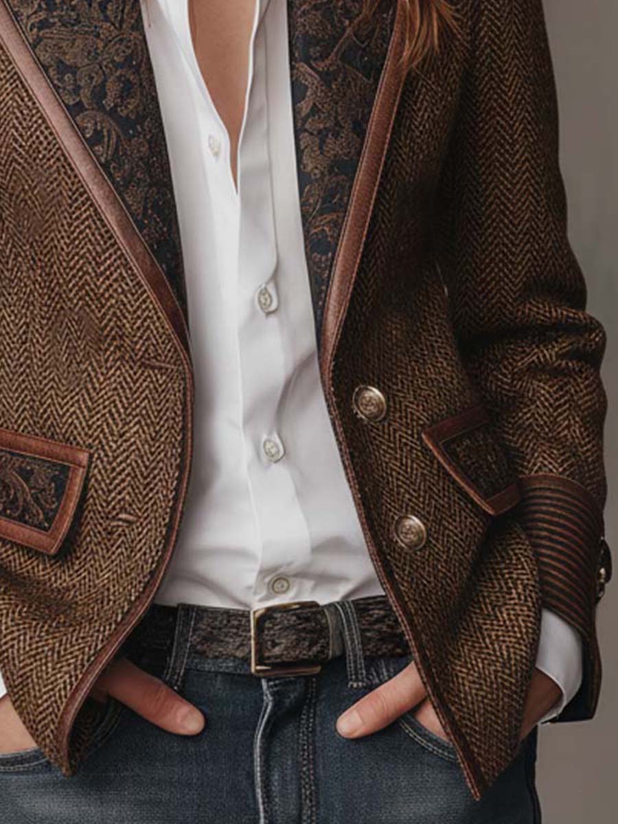 Gisèle | Blazer con Inserti Stampa Chevron