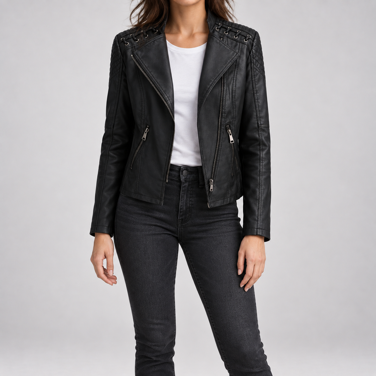 Marguerite | Giacca Trapuntata Asimmetrica Stile Biker