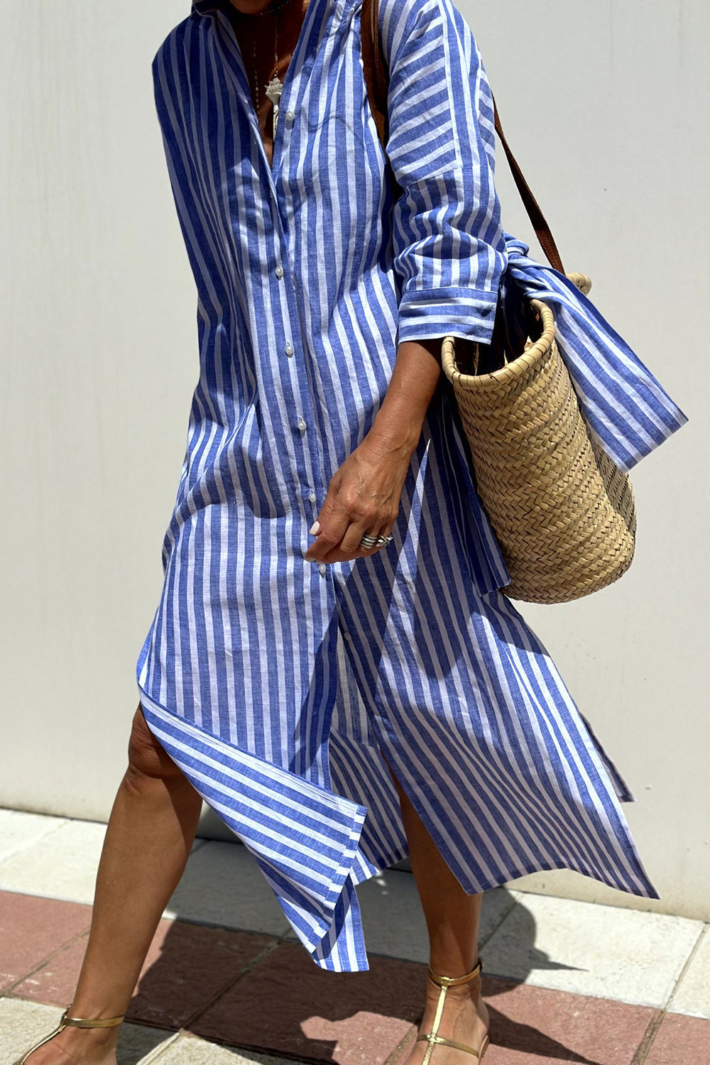 Sofia | Abito Camicia a Righe Senza Tempo con Comfort Elegante