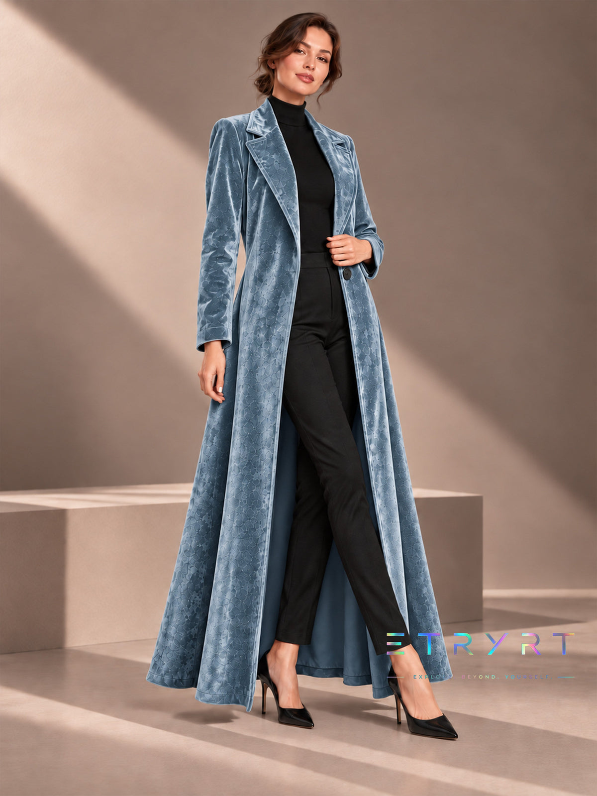 Beatrice | Cappotto Lungo Aperto in Velluto