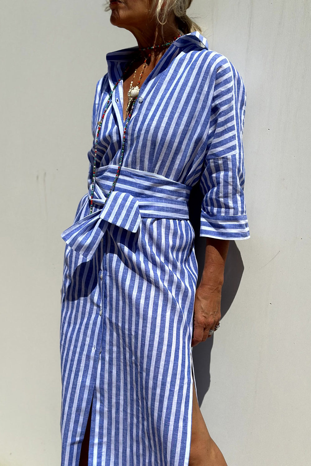 Sofia | Abito Camicia a Righe Senza Tempo con Comfort Elegante