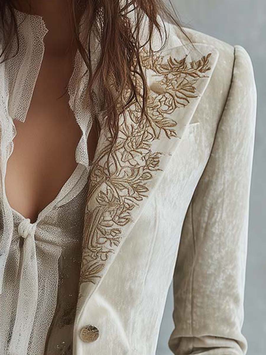 Constance | Blazer Sartoriale Ricamato Avorio