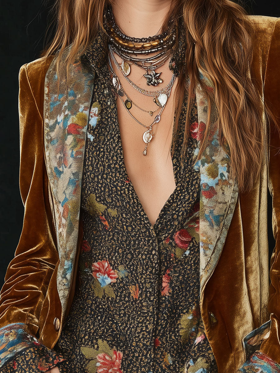 Marcelline | Blazer Patchwork Stampa Floreale Vintage