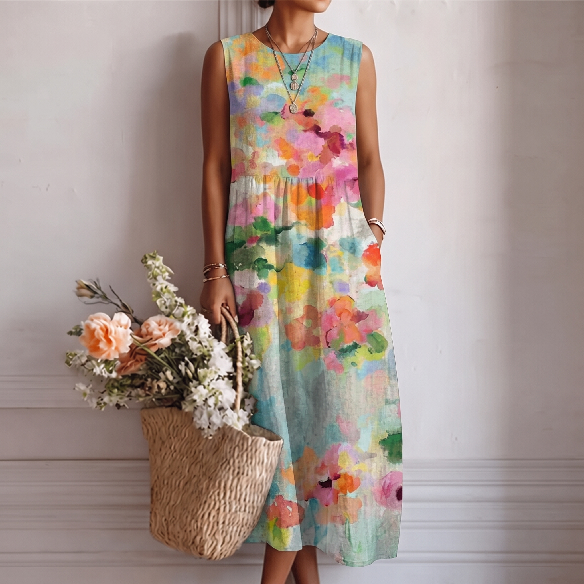 Abito midi multicolore elegante Carla