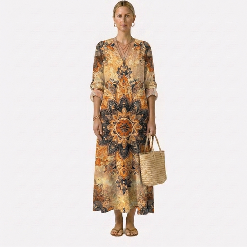 Abito Dora con stampa floreale ed eleganza naturale