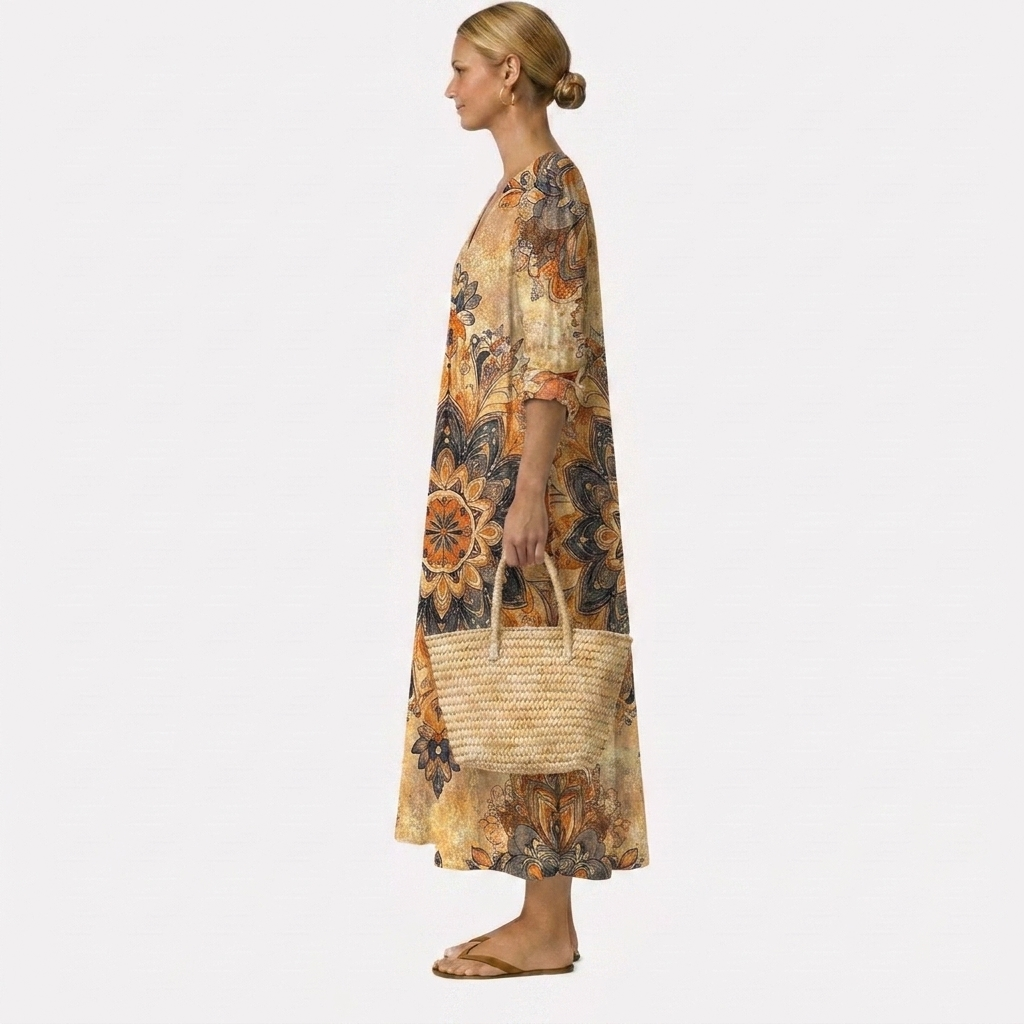 Abito Dora con stampa floreale ed eleganza naturale