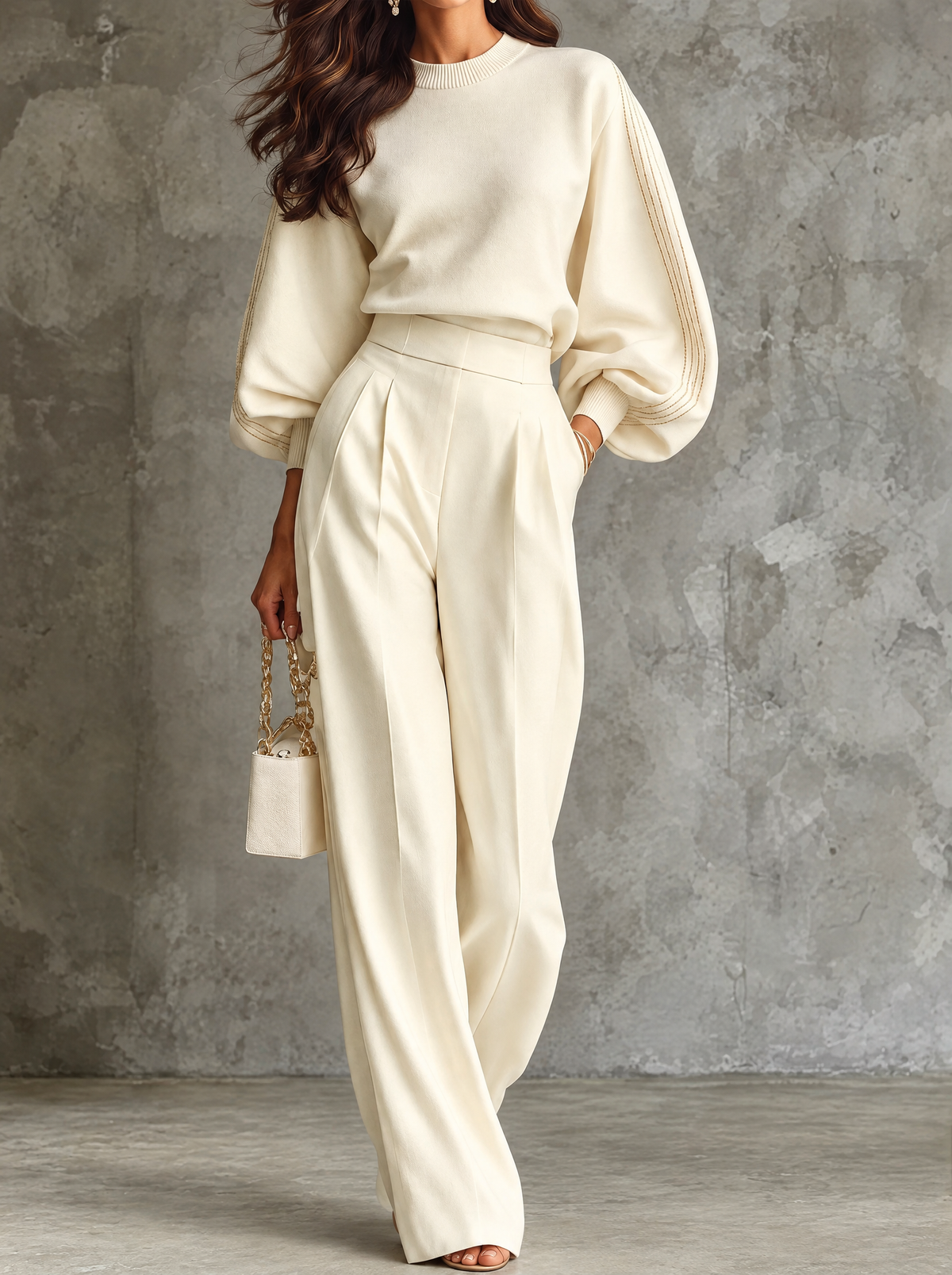 Franca | Completo a Costine con Pantaloni Larghi